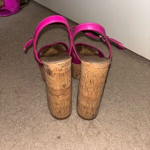 Pink Cork Heel Women's Sandals